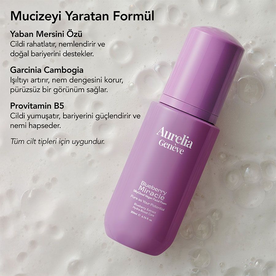 Aurelia Geneve Blueberry Miracle Silkycloud Vegan Facial Foam 200ML Temizleme Köpüğü