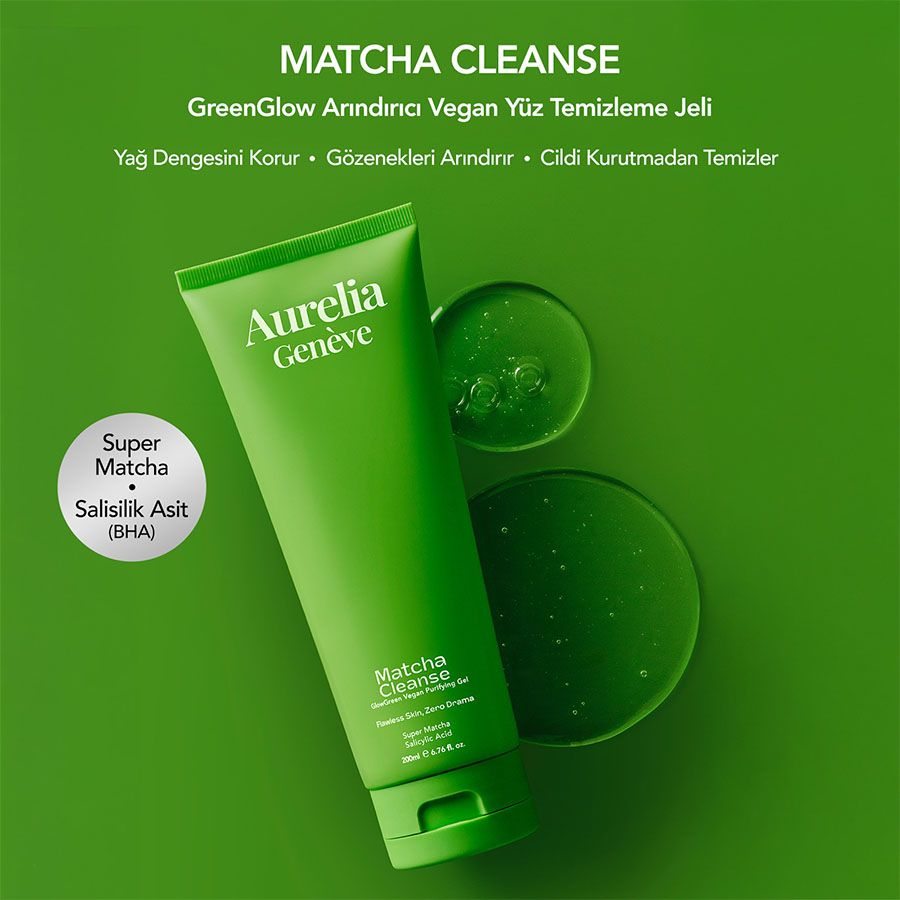 Aurelia Geneve Matcha Cleanse Glowgreen Vegan Purifying Gel 200ML Temizleme Jeli