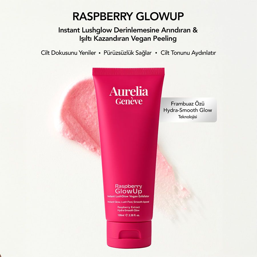 Aurelia Geneve Raspberry Glowup Instant Lushglow Vegan Exfoliator 100ML Peeling