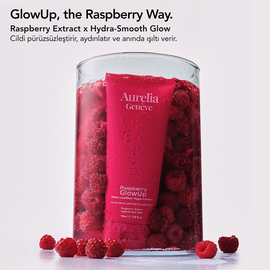Aurelia Geneve Raspberry Glowup Instant Lushglow Vegan Exfoliator 100ML Peeling