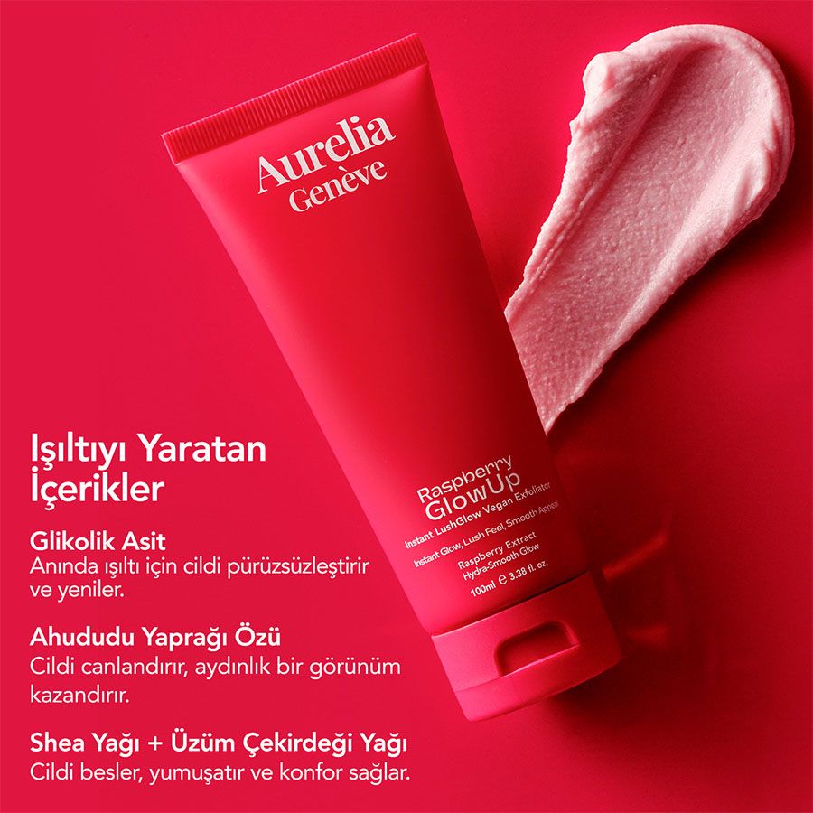 Aurelia Geneve Raspberry Glowup Instant Lushglow Vegan Exfoliator 100ML Peeling